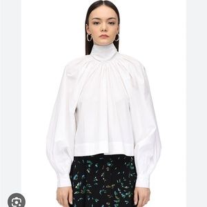 Ganni white poplin top with neck bow- size 36